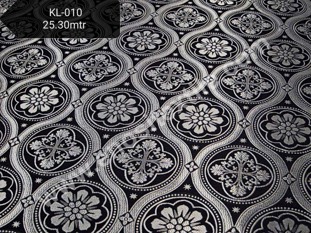 KL-010 Black-Silver Brocade Fabrics